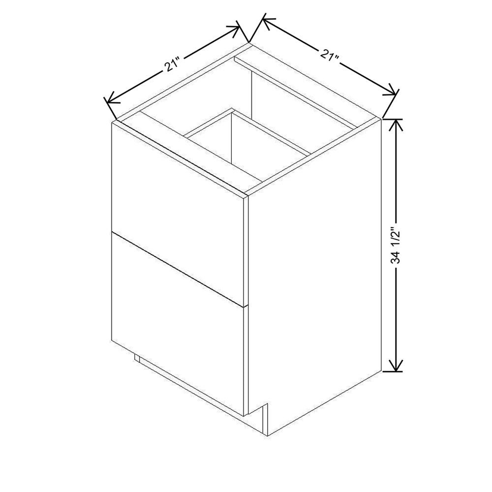 Modernform Cabinet Matte White 21" W X 34 1/2" H X 21" D Vanity Base with 2 Drawers